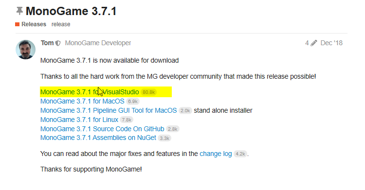 monogame visual studio 2017